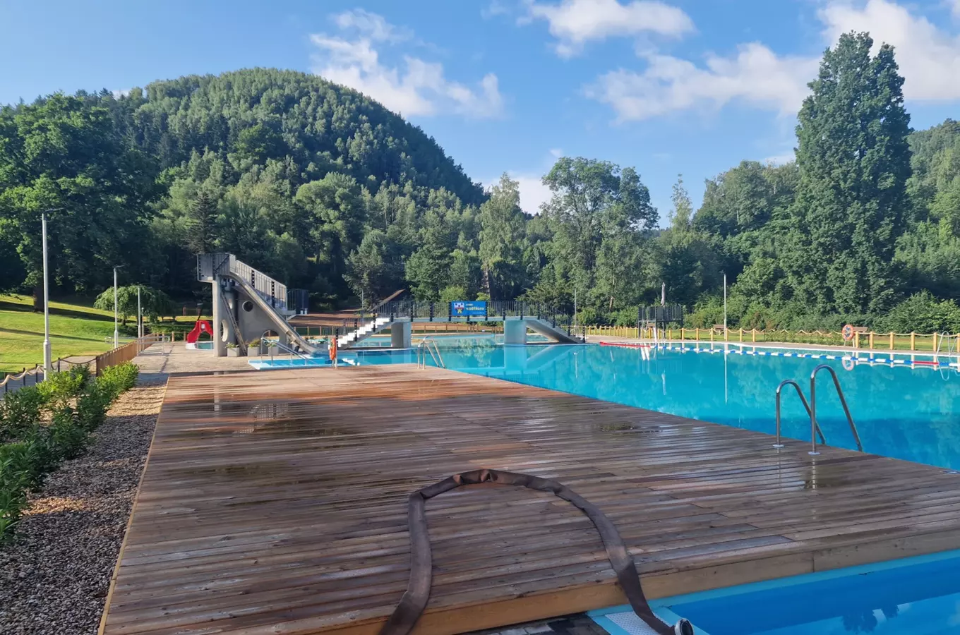Outdoor swimming pool complex