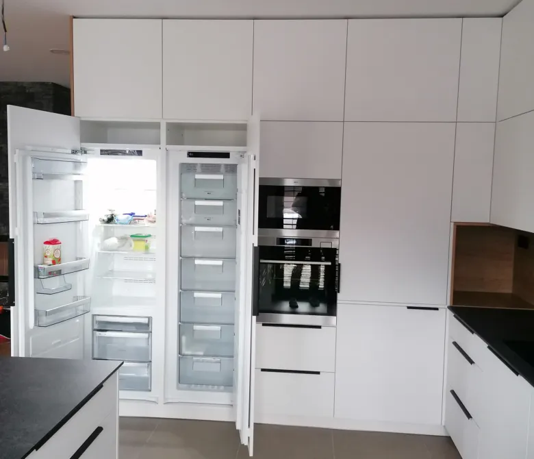 Built-in american fridge in kitchen