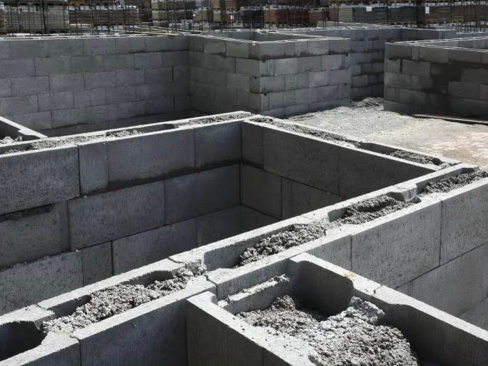 Založení budovy s betonovými stěnami a ztraceným bedněním.
