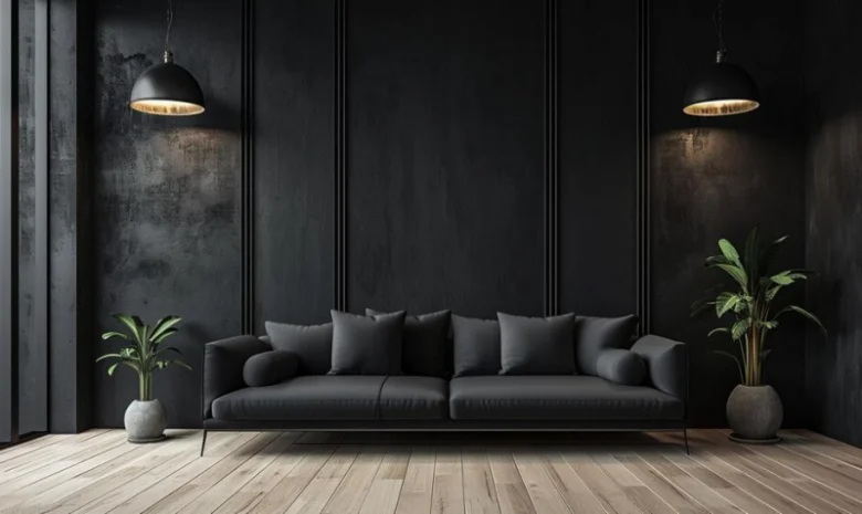 Black interior design room