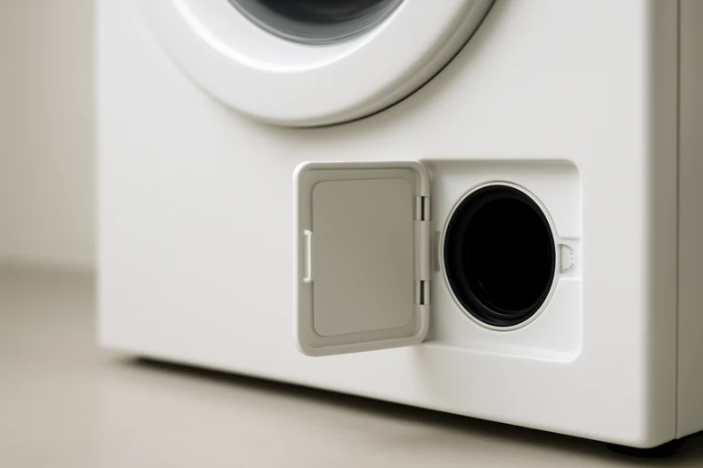 Washing machine filter access panel open