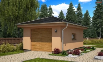 Zděná garáž s dílnou - vizuální reprezentace projektu.