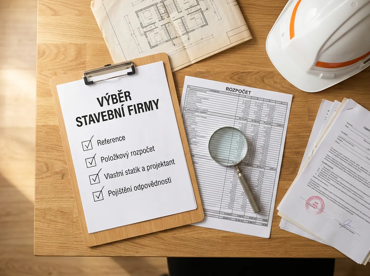 Dokumenty pro výběr stavební firmy s rozpočtem a plány rekonstrukce domu.