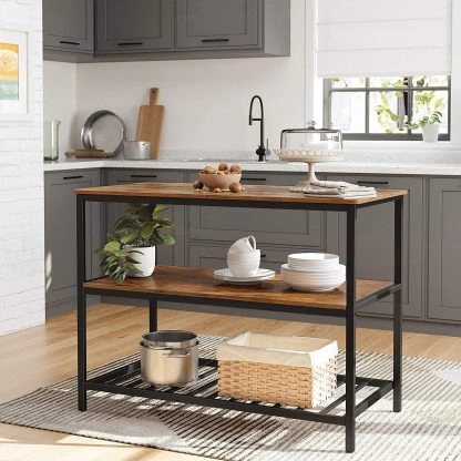 Kitchen island cart with shelves
