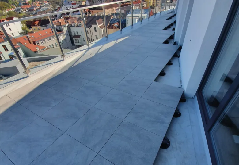 Terrace tiling installation