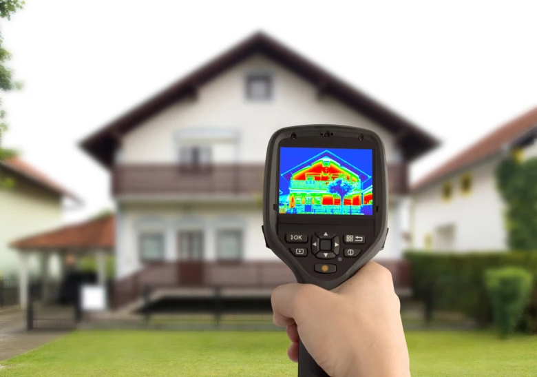 Termokamera ukazuje tepelné ztráty při izolaci stropu a sklepa.