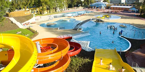 Water park slides and pools